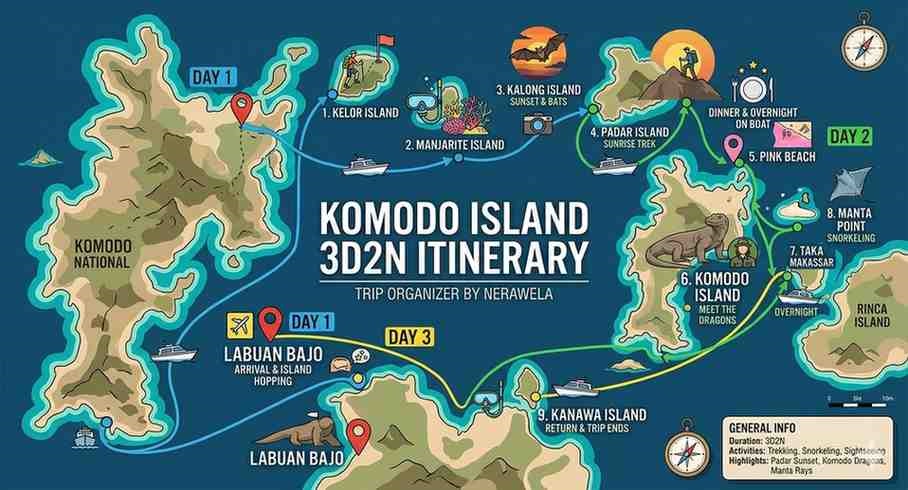 Itinerary Komodo Island 3 day 2 night trip